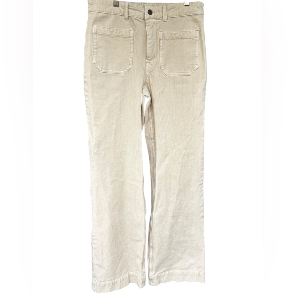 Faherty Stretch Cord Wide Leg Pants in Cream, Size 29